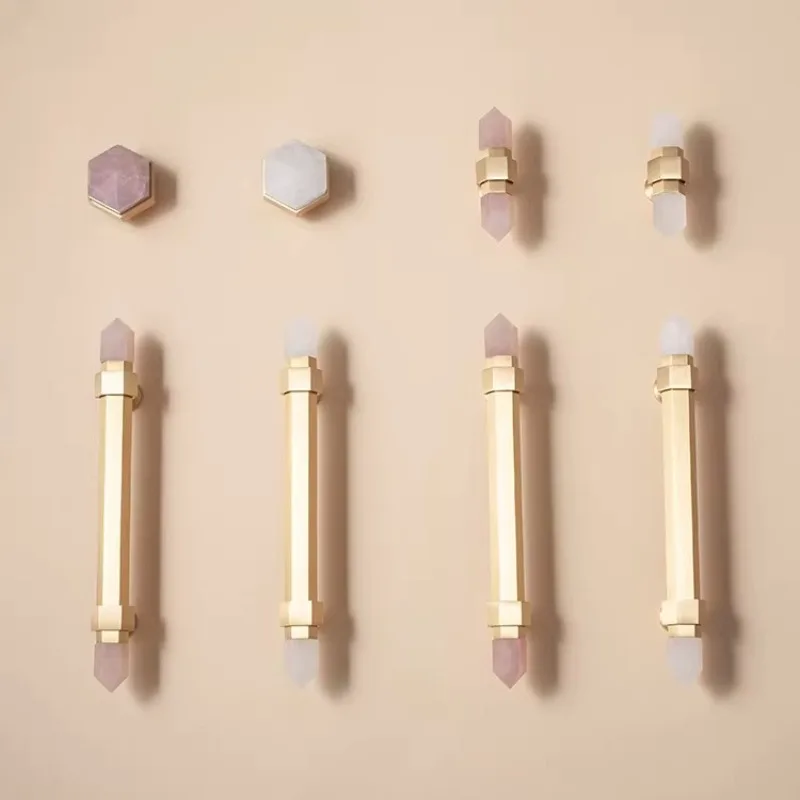 Furniture Hardware High End - Poignée hexagonale en cristal naturel, style